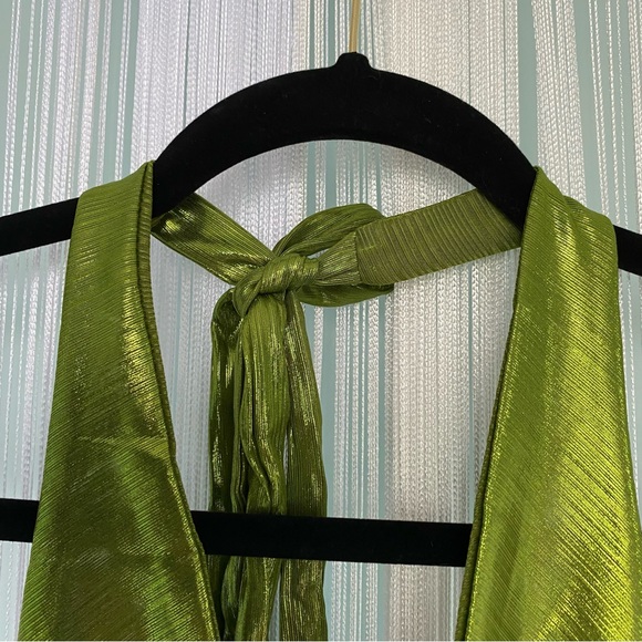 Lime Green Metallic Halter Top NWT Size S - Picture 8 of 12